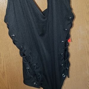 Lace Up Bodysuit. One piece. Spaghetti strap.